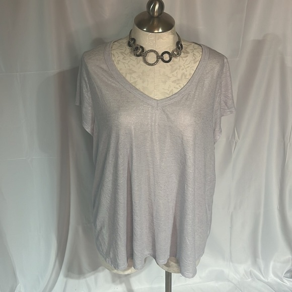 Lane Bryant women’s plus size vneck linen blend short sleeve top size 22/24 . - Picture 1 of 7